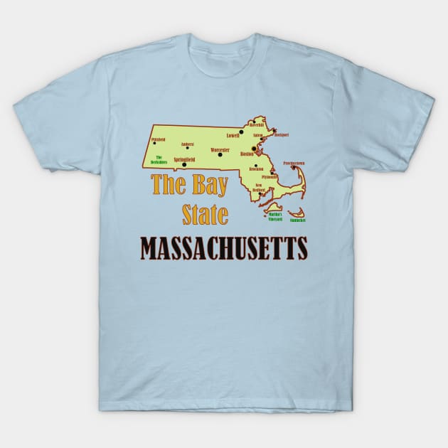 Massachusetts Map T-Shirt by Pr0metheus